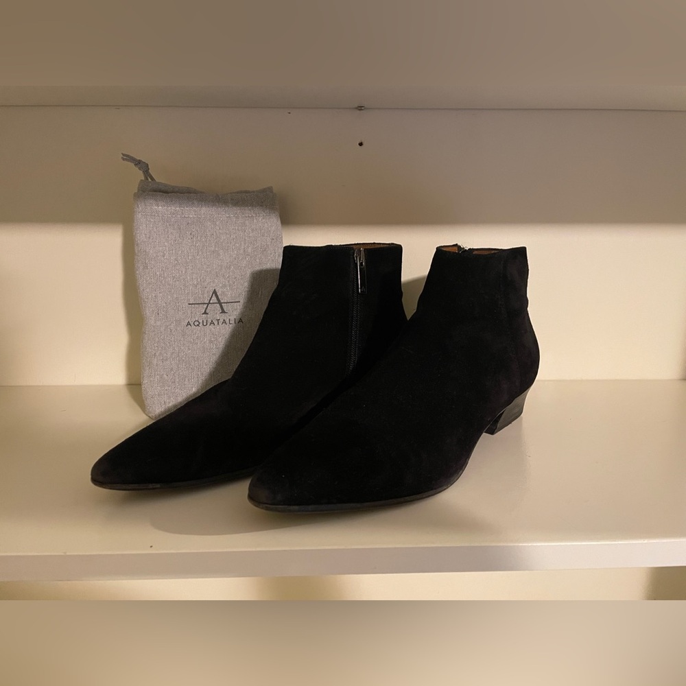 Aquatalia Vero Cuoio Black Suede Boots - Size 10